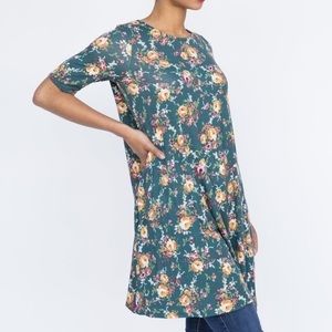 Agnes & Dora Green Floral Tunic with Pockets